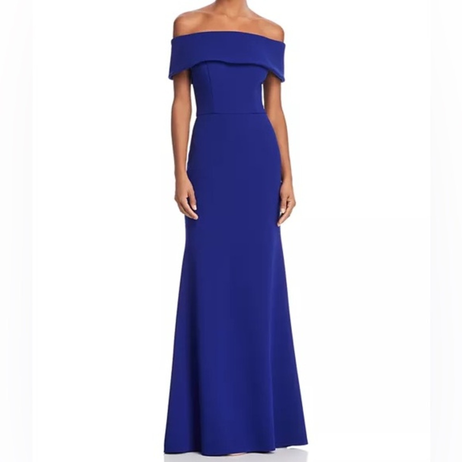 Aqua Off-The-Shoulder Scuba Crepe Gown Blue Women’s Sz 6